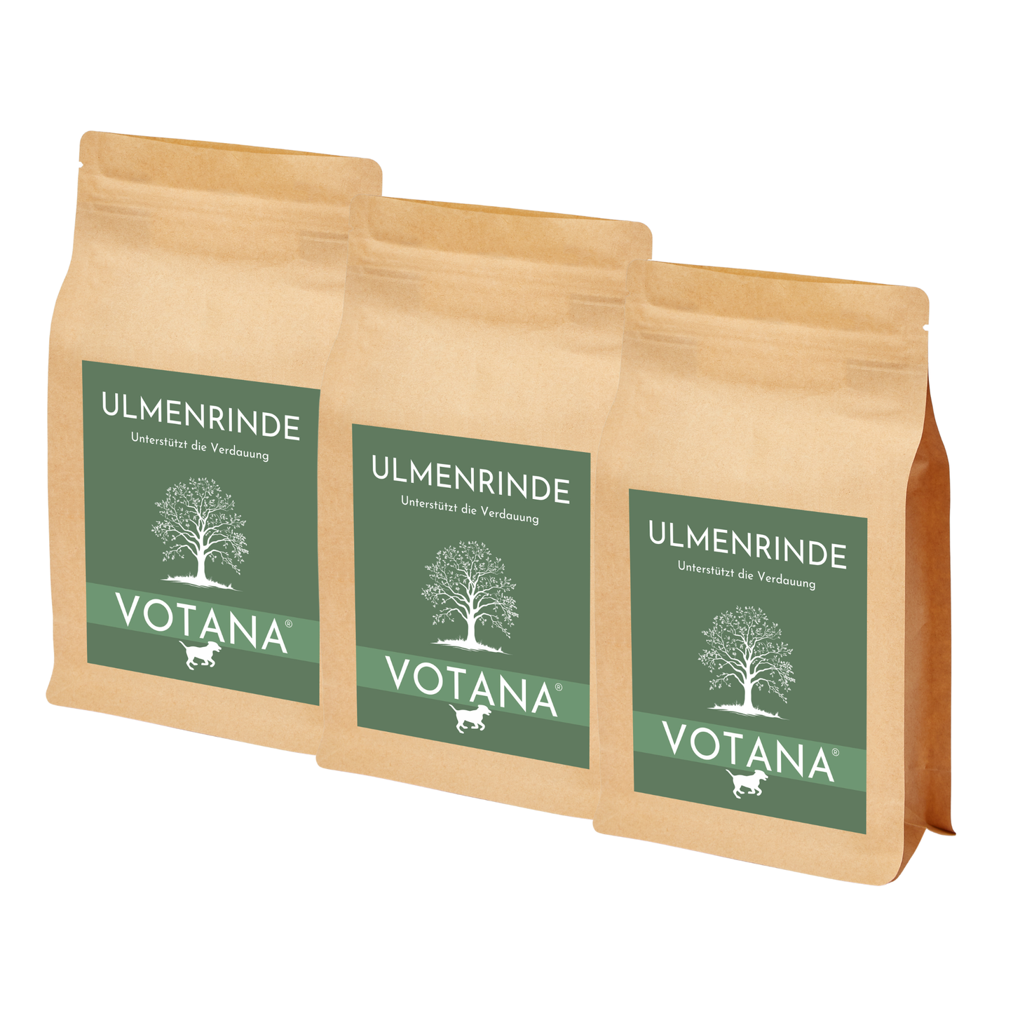 ULMENRINDE - Slippery Elm Pulver für Hunde, natürlicher Magen-Darm-Schleimhautschutz, 3x150g Packung
