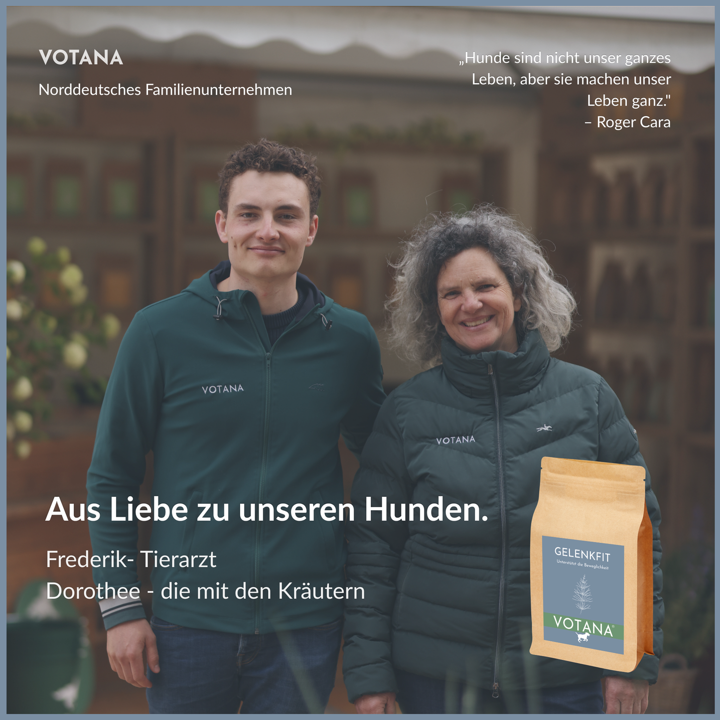 VOTANA HUND Gründer mit GELENKFIT Produkt - aus Liebe zu unseren Hunden. Norddeutsches Familienunternehmen